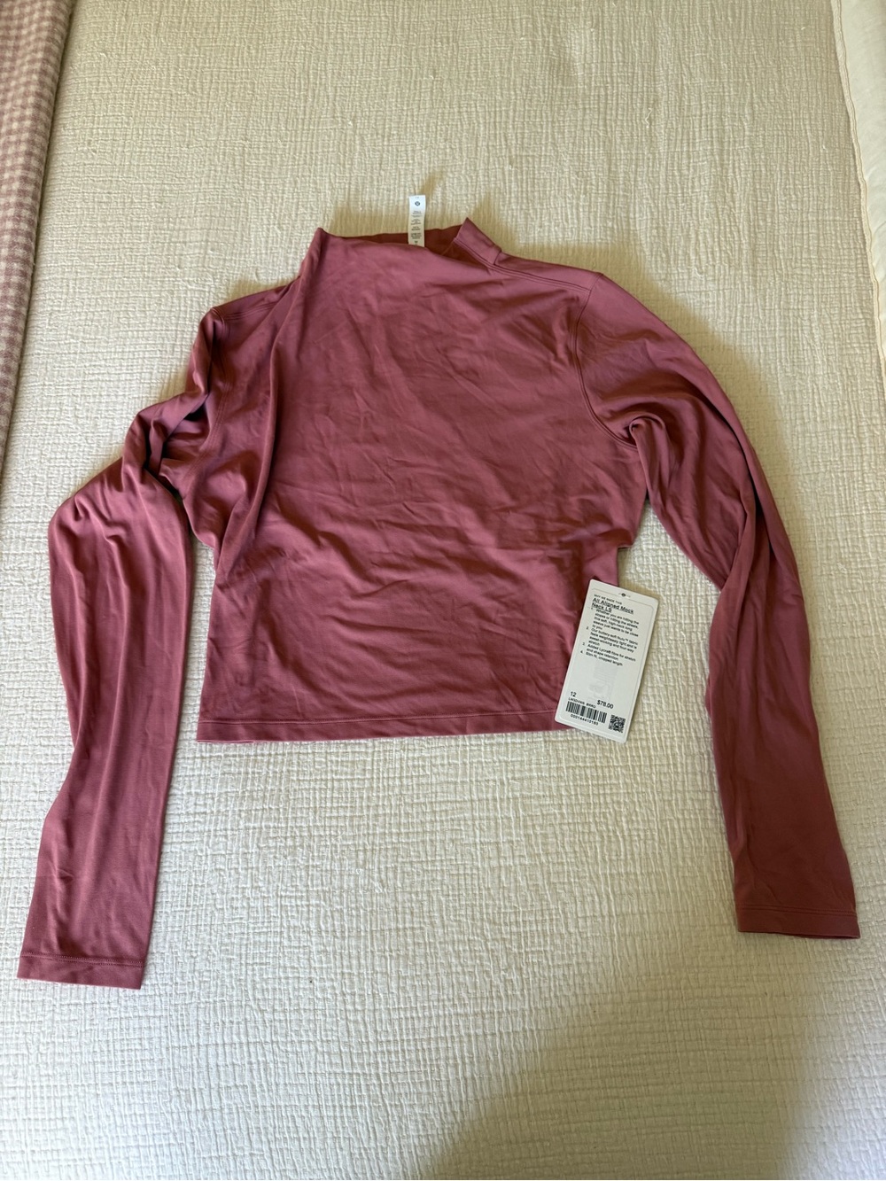 Lululemon All Aligned Long Sleeve Mock Neck Crop Top Sz 12 NWT
